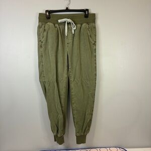 Aerie Medium Ribbed Lyocell Olive‎ Woven Joggers Fairy Grunge Punk Softcore